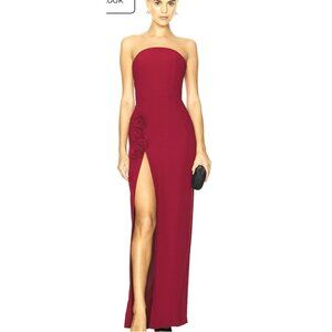 Amanda Uprichard Wolfe Red Rose Slit Maxi Dress Gown Small New